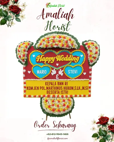 Karangan Papan Bunga Pernikahan di Panongan